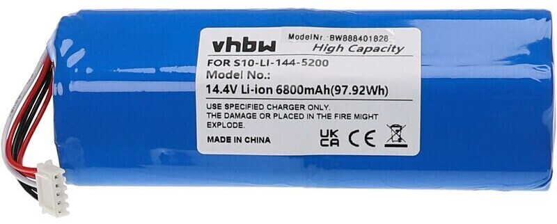 vhbw Battery replacement for Ecovacs S10-Li-144-6800, S10-Li-144-5200, 201-1913-4200, 201-1913-4201 (6800mAh, 14.4V, Li-Ion)