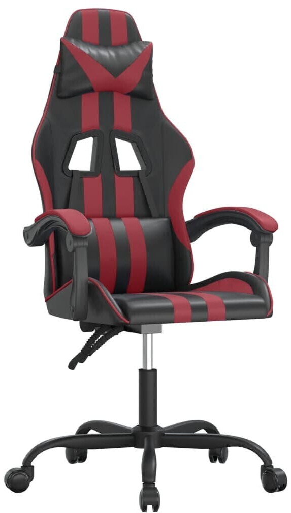 vidaXL Fauteuil gamer avec fonction de massage en cuir synthétique (349519-349530) noir/rouge (349526)