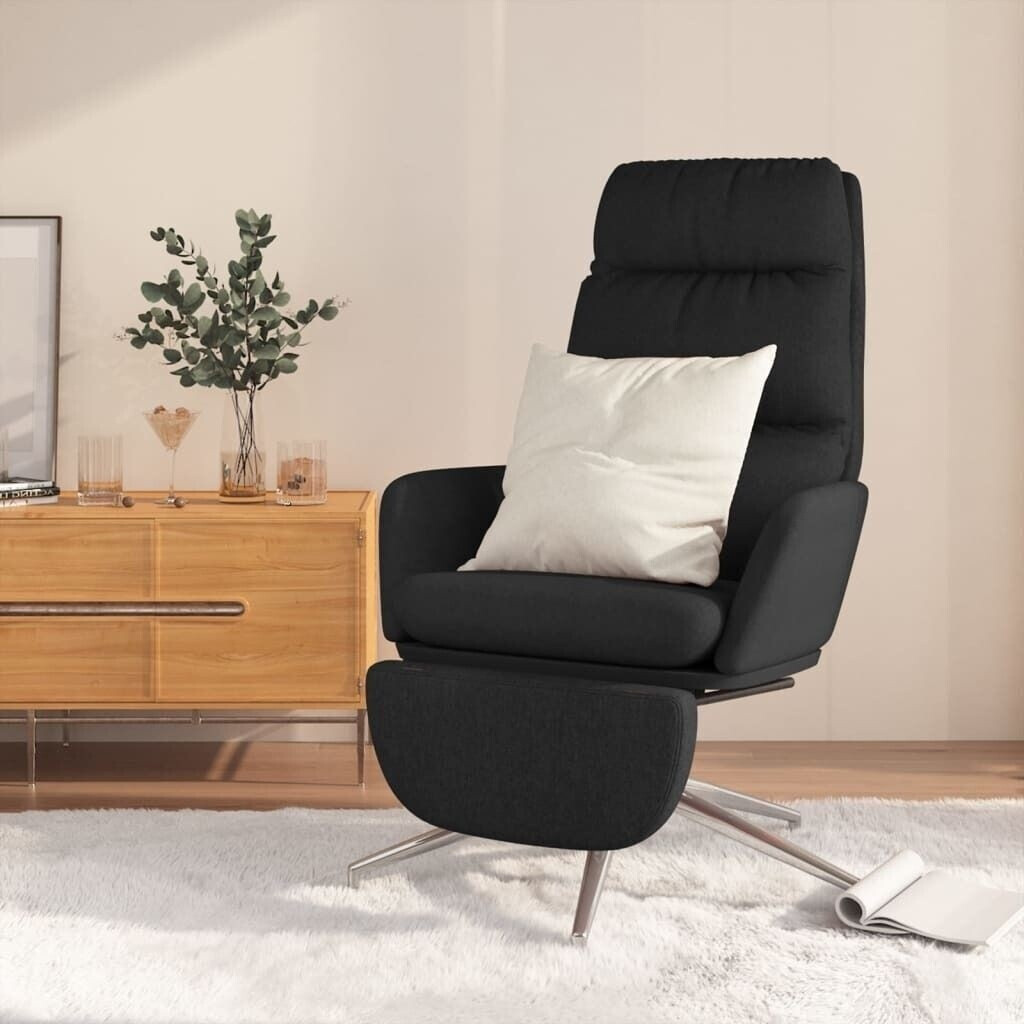 vidaXL Chaise de relaxation avec repose-pied en tissu noir
