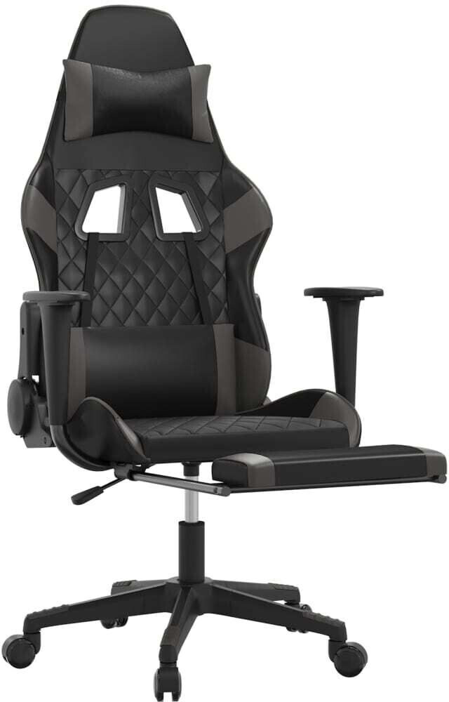 vidaXL Gaming Chair with Foot Rest Leatherette (3143764-3143774) Black/Grey (3143768)