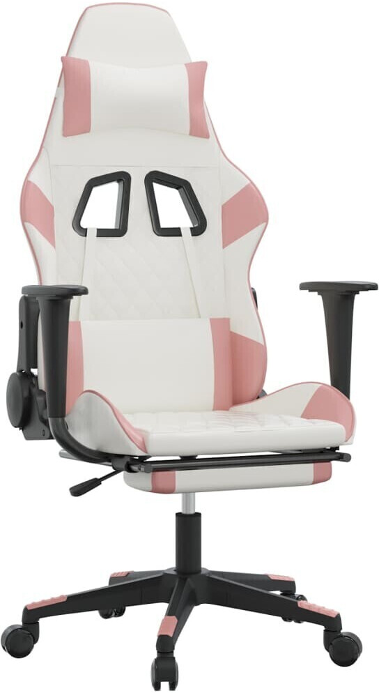 vidaXL Gaming Chair with Foot Rest Leatherette (3143764-3143774) White/Pink (3143772)