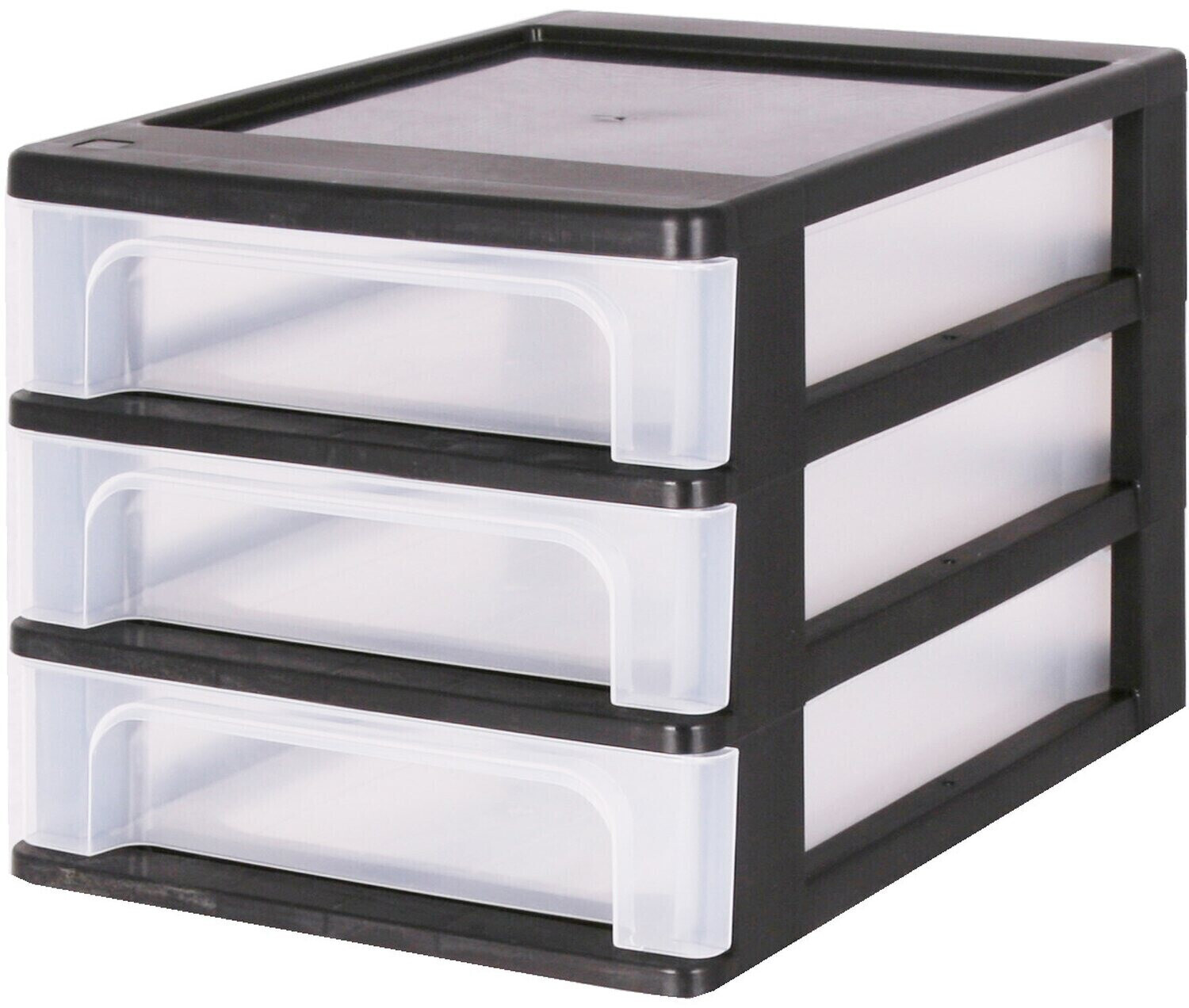 Iris Ohyama Organizer Chest OCH-2030 3x4,0l schwarz-transparent