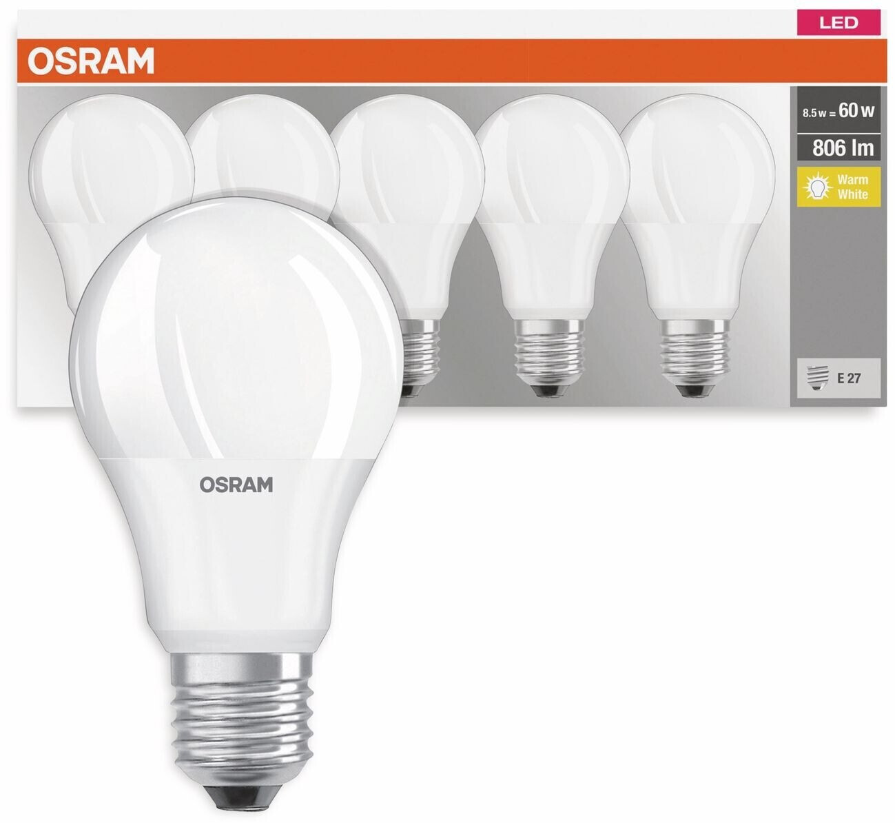Osram LED bulb BASE Classic E27 8.5W 806lm 3000K warm white a € 9