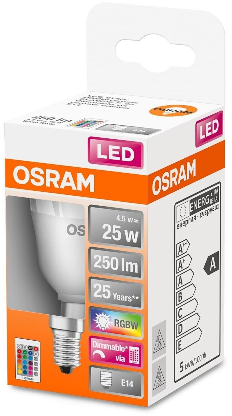 Osram RGBW + Fernbedienung LED Lampe Dimmbar CCT matt farbwechsel E14 4.5W  250lm RGBW ab 4,64 €