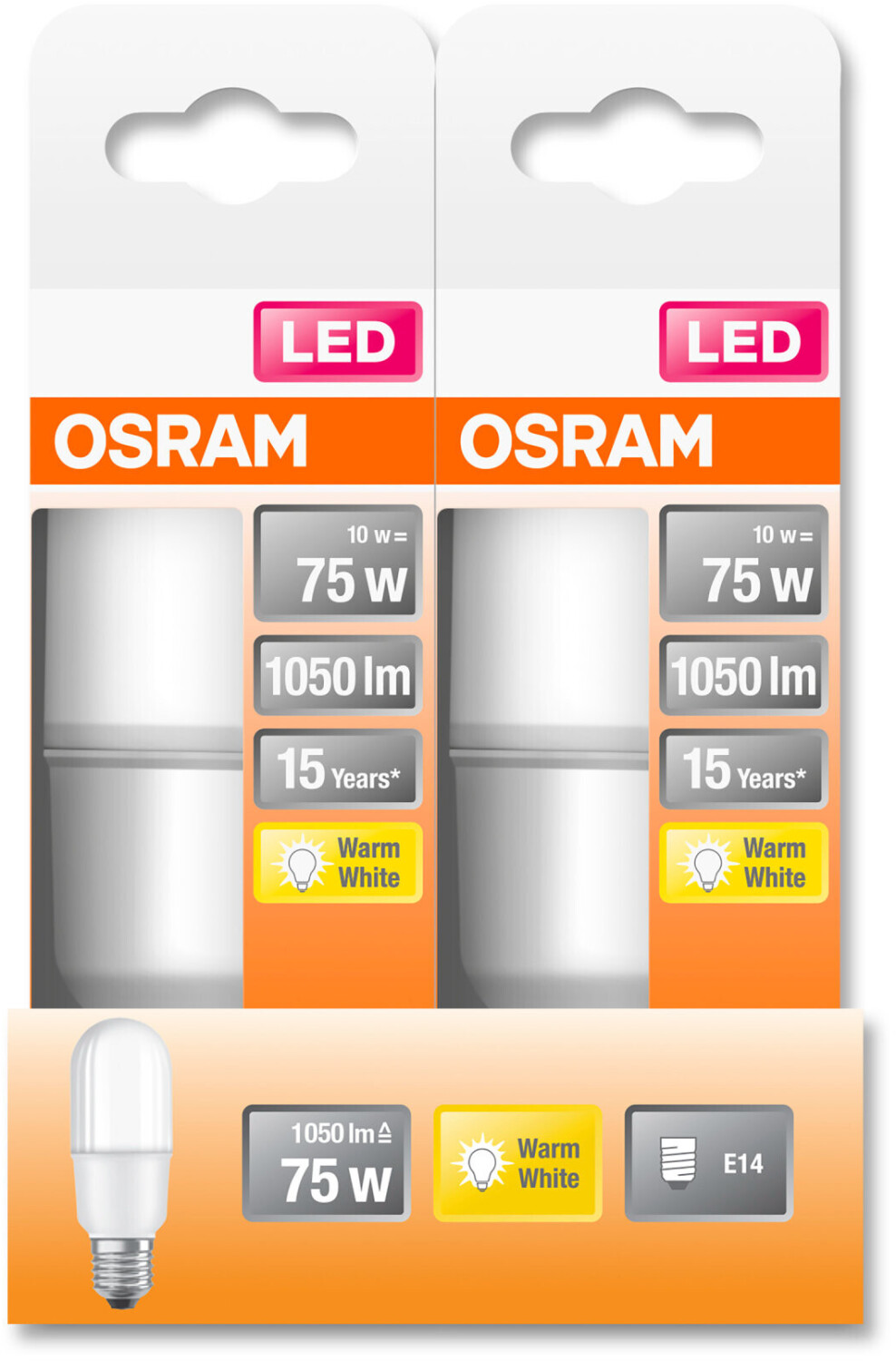 OSRAM LED Lampe STAR STICK 75 10W E14 matt tageslichtweiss wie 75W on