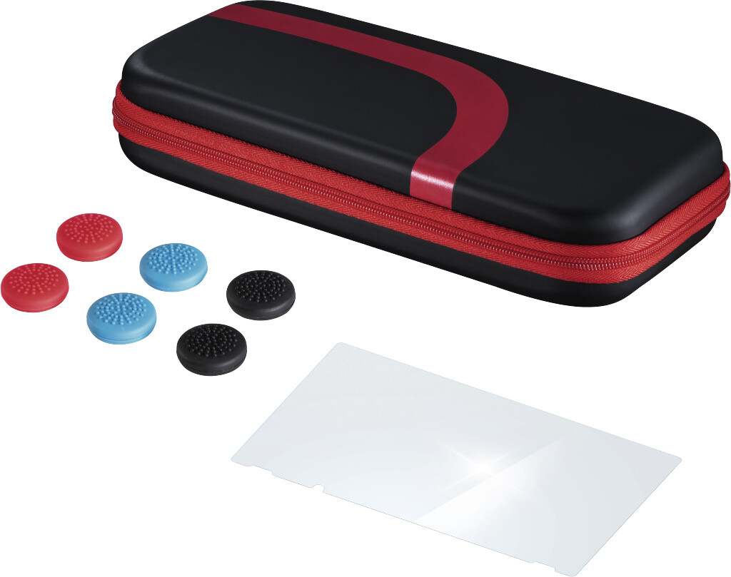 Hama Nintendo Switch Zubehör-Set (Tasche, Preisvergleich schwarz/rot Schutzglas, € ab | Control-Aufsätze) bei 22,14