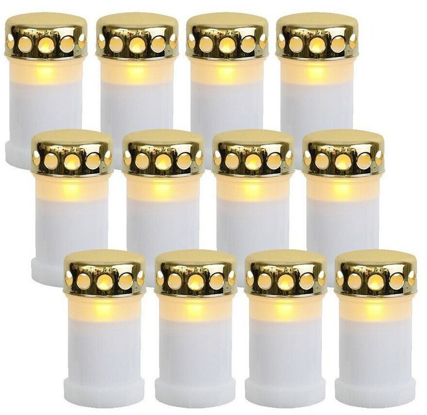 Relaxdays LED Grablicht 4er Set - Wetterfeste Grabkerzen Mit Flackernder Flamme