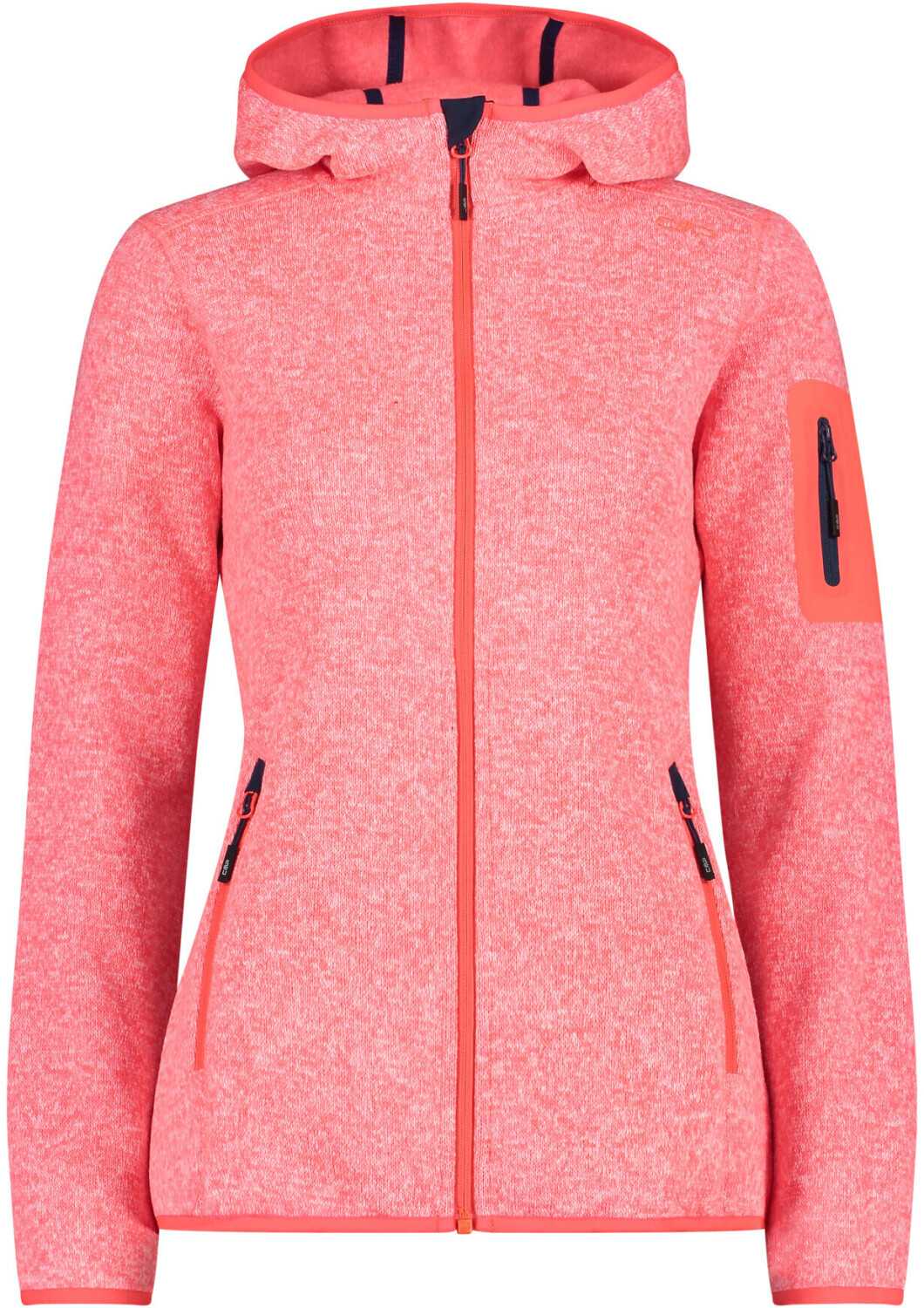 CMP Woman Fleece Jacket Fix Hood (3H19826) red fluo/bianco
