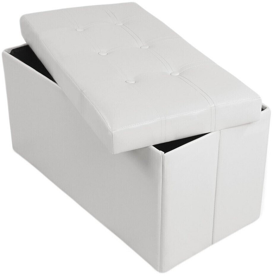 TecTake Foldable stool imitation leather with storage space