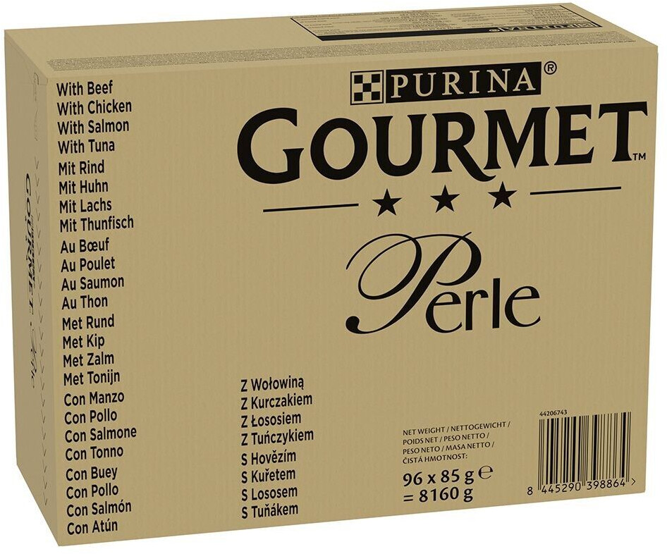Gourmet Perle mega pack Wet Cat Food Beef, Chicken, Salmon, Tuna 96x85g