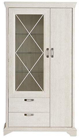 Forte Kashmir Vitrine links mit 1 Tür, 1 Glastür und 2 Schubladen,  Holzwerkstoff, Pinie weiß, Bx H x T: 113 x 210,3 x 48,3 cm ab 398,63 € |  Preisvergleich bei