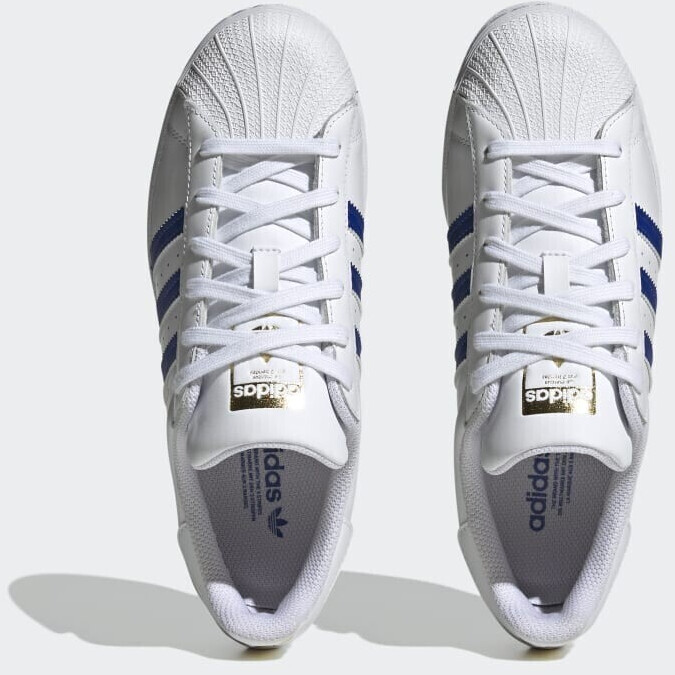 Adidas Superstar Women cloud white semi lucid blue gold metallic