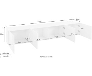 Borchardt-Möbel Lowboard Sophia Sideboards Gr. B/H/T: 200 cm x 35 cm x 35 cm,  4, schwarz (schwarz matt) (51185859-0) ab 169,99 € | Preisvergleich bei