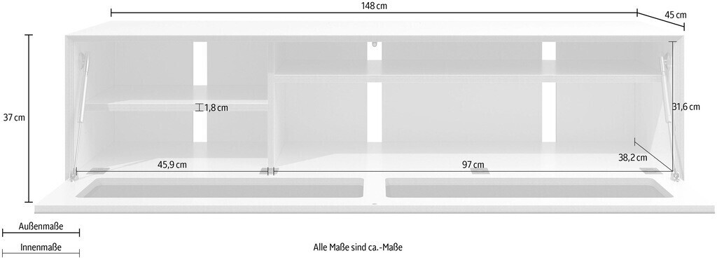 1.138,15 cm schwarz-weiß 45 bei Preisvergleich cm | (63631466-0) VERTIKO t TV-Board x € Gr. 148 B/H/T: ab 37 cm, LIVING SMALL HIFI x Sideboards Müller
