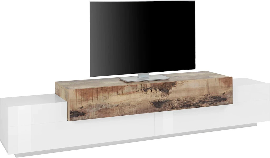 Tecnos TV board Coro Sideboards Gr. W/H/D: 240 cm x 51.6 cm x 45 cm, white (high-gloss white, maple-coloured) (41669355-0)