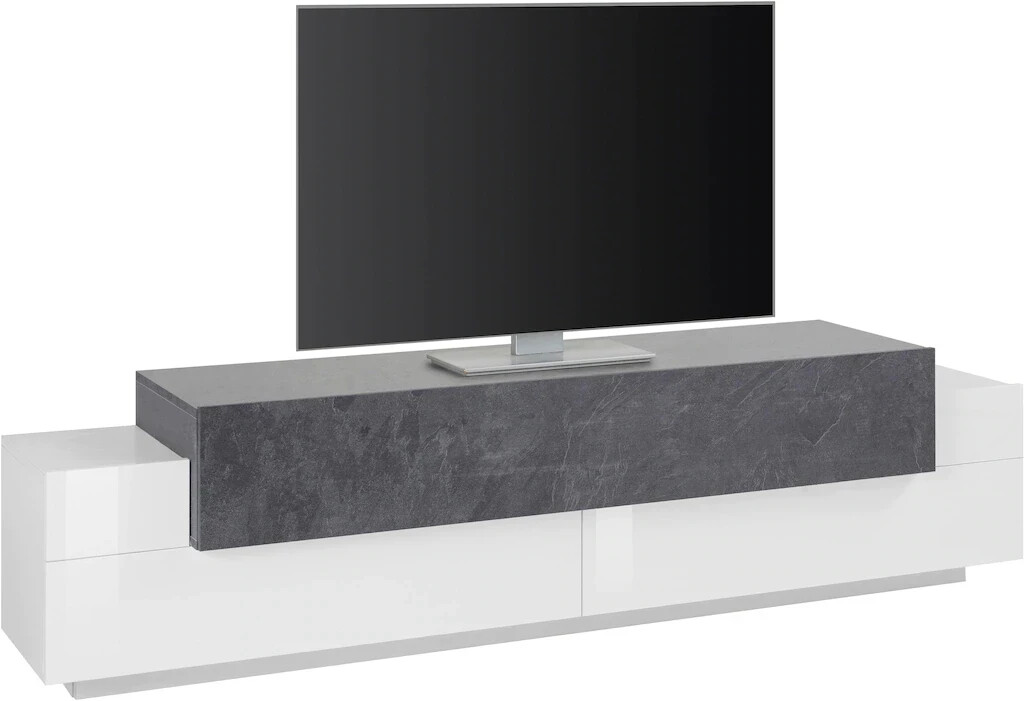 Tecnos Lowboard Coro sideboards size. W/H/D: 200 cm x 51.6 cm x 45 cm, black and white (high-gloss white, slate-coloured) (72504123-0)