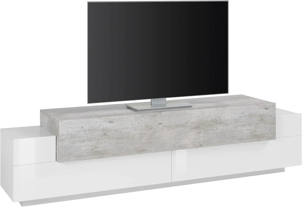 Tecnos Lowboard Coro sideboards size. W/H/D: 200 cm x 51.6 cm x 45 cm, white (high-gloss white, concrete-coloured) (16077049-0)