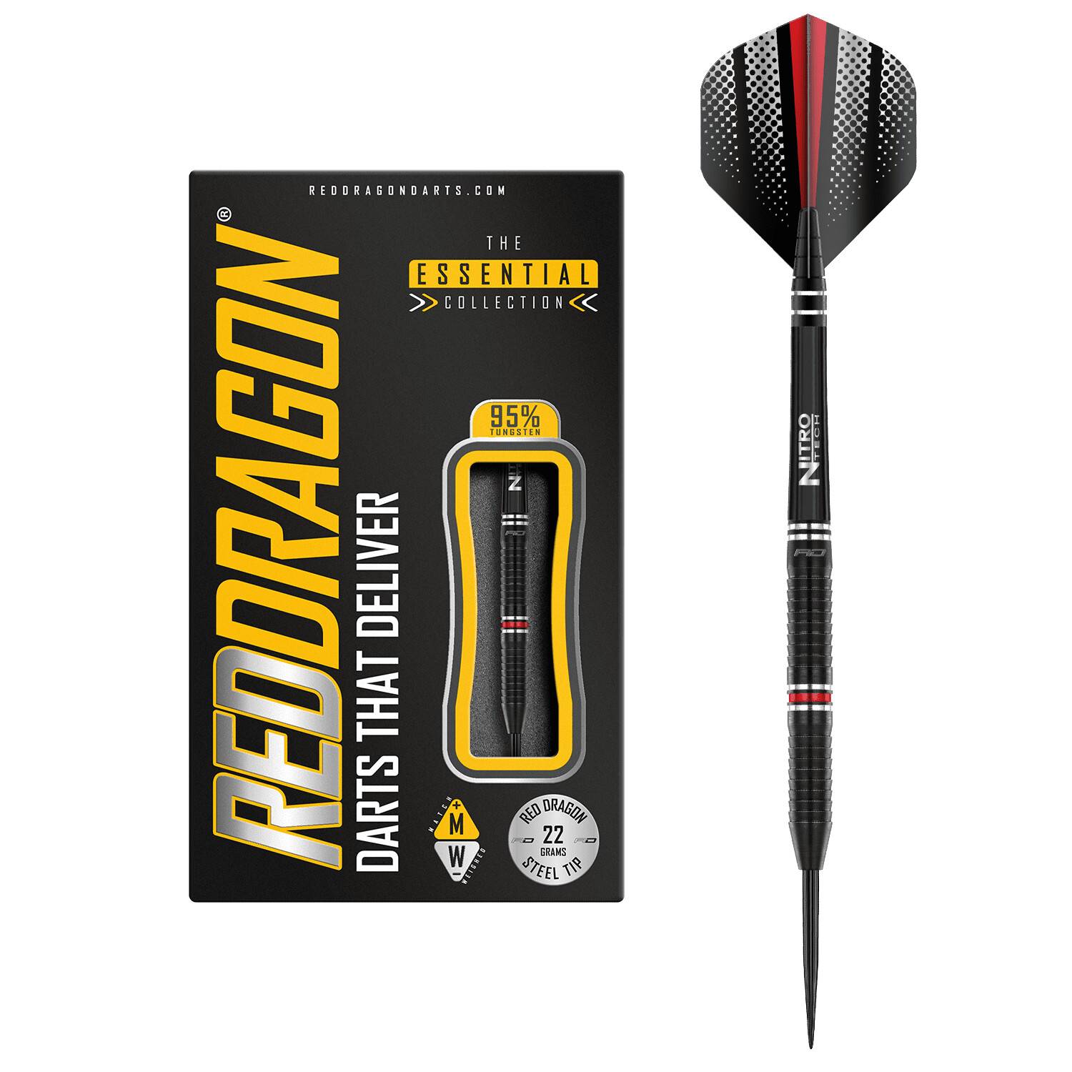 Jeu De Fléchettes Red Dragon Razor Edge ZX-95 - Tungstène 95%, 26g, Avec Vols Et Tiges Nitrotech