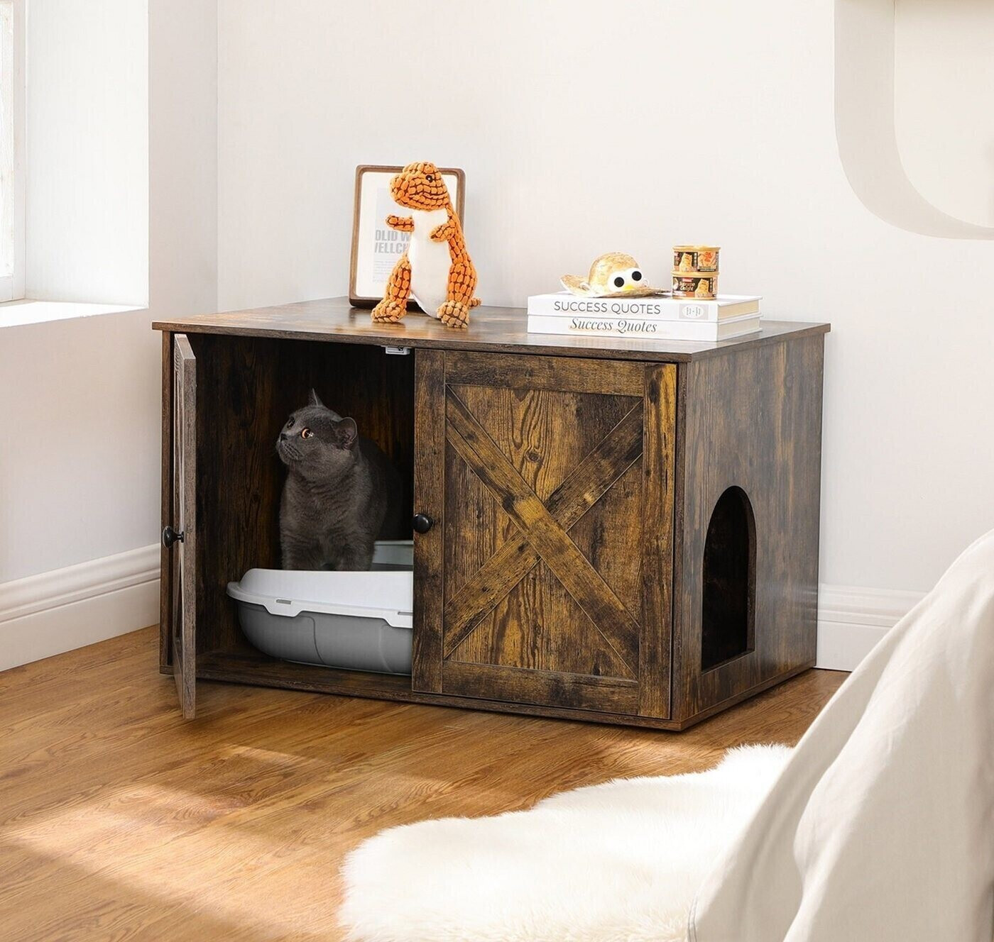 Feandrea Cat House for cat litter vintage brown