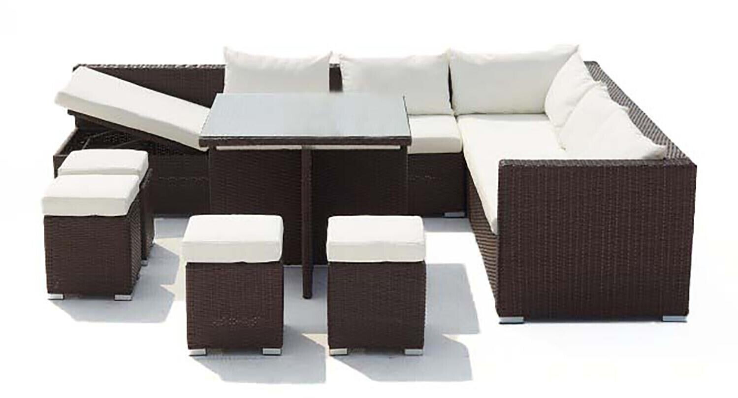 Concept Usine Salon de jardin 10 places Fidji marron/blanc