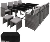 8 Places - Ensemble encastrable salon table de jardin aluminium et acier,  housse de protection- Gris- CABOURG au meilleur prix