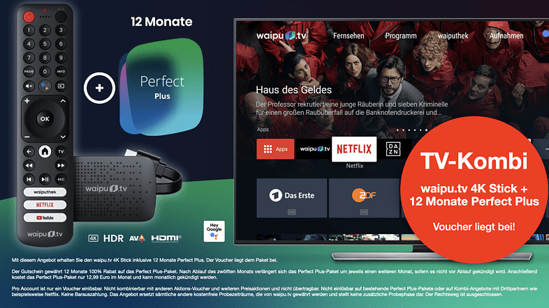 waipu.tv 4K Stick Inkl. 12 Monate Perfect Plus ab 199,00 € (Februar 2024  Preise)