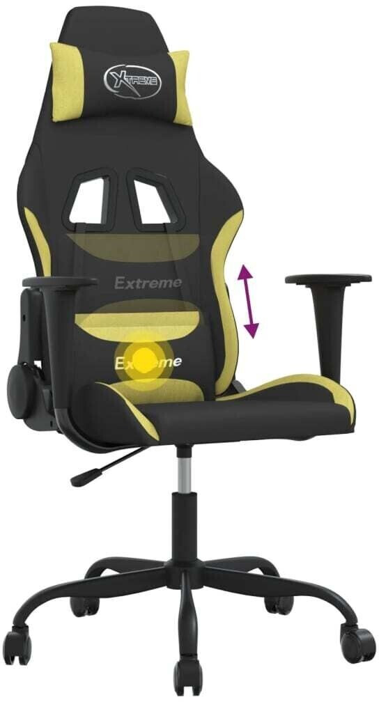 vidaXL Fauteuil gamer avec fonction de massage Fabric (345469-345479) noir/Light vert (345475)