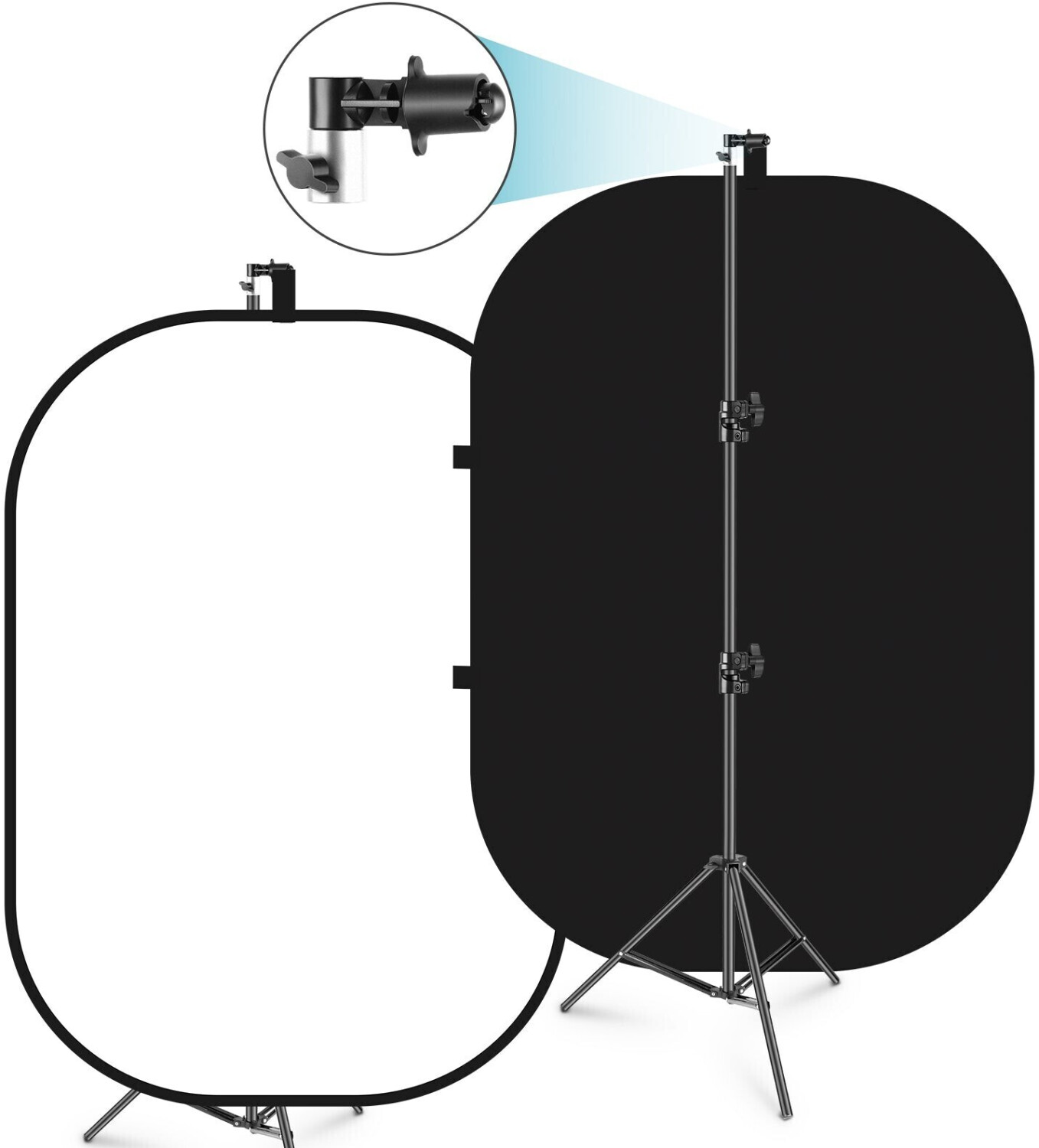 Neewer 2-in-1 Collapsible Backdrop 1.5x2m with Stand Black/White