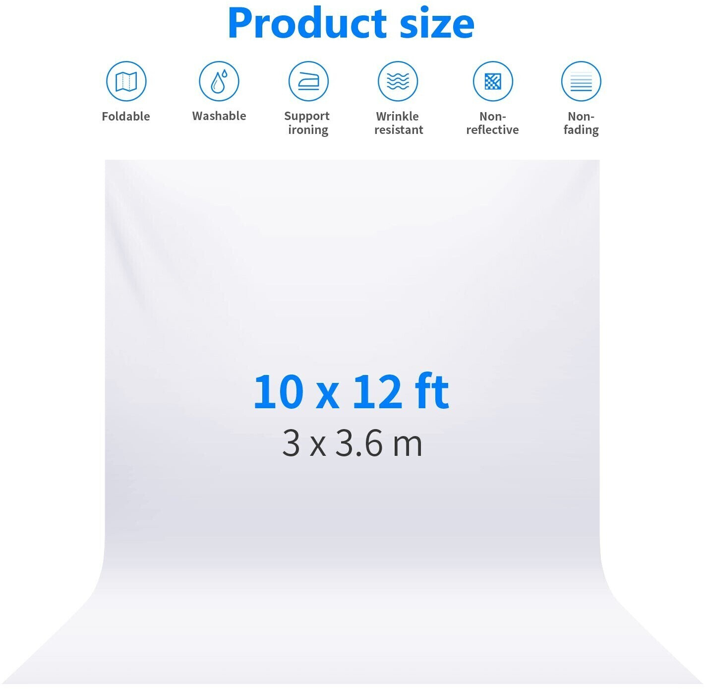 Neewer Collapsible Backdrop 3x3.6m White