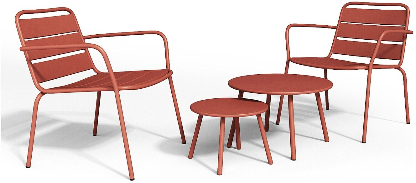 Vente-unique Salon de jardin Mirmande avec tables gigognes terracotta