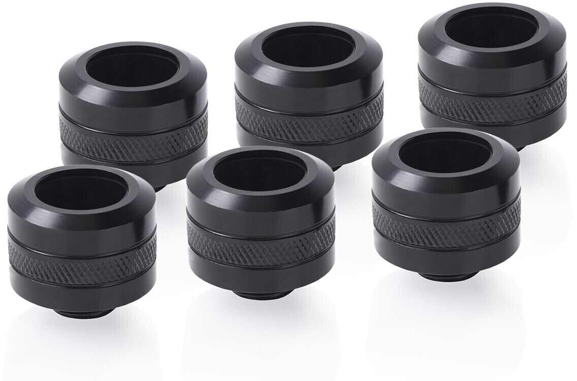 Alphacool Eiszapfen PRO 16mm HardTube Fitting G1/4 - Deep Black 6-Pack