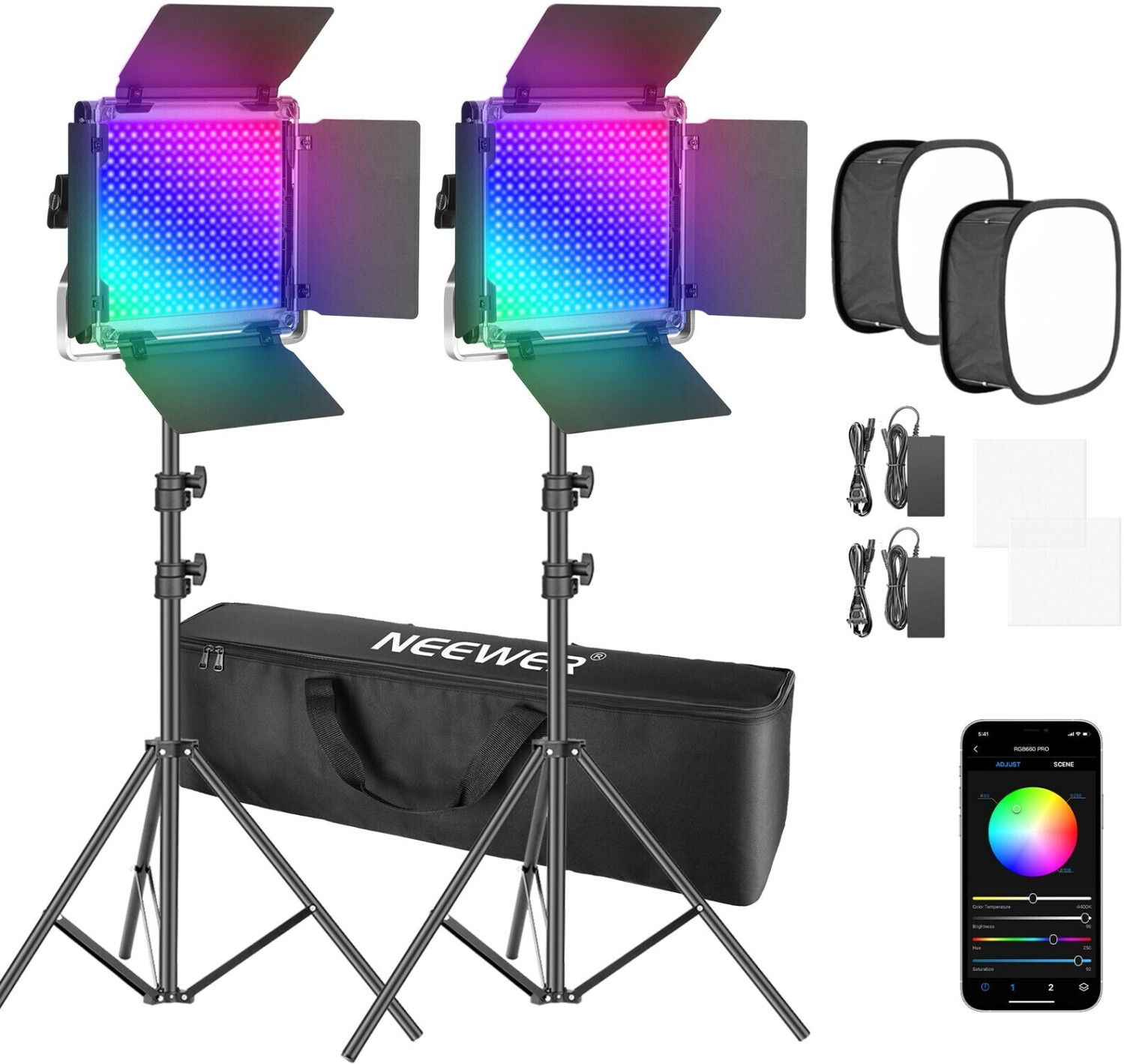 Neewer 2 Pack RGB660 PRO LED