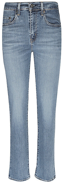 Levi's 724 High Rise Straight Jeans medium indigo worn in