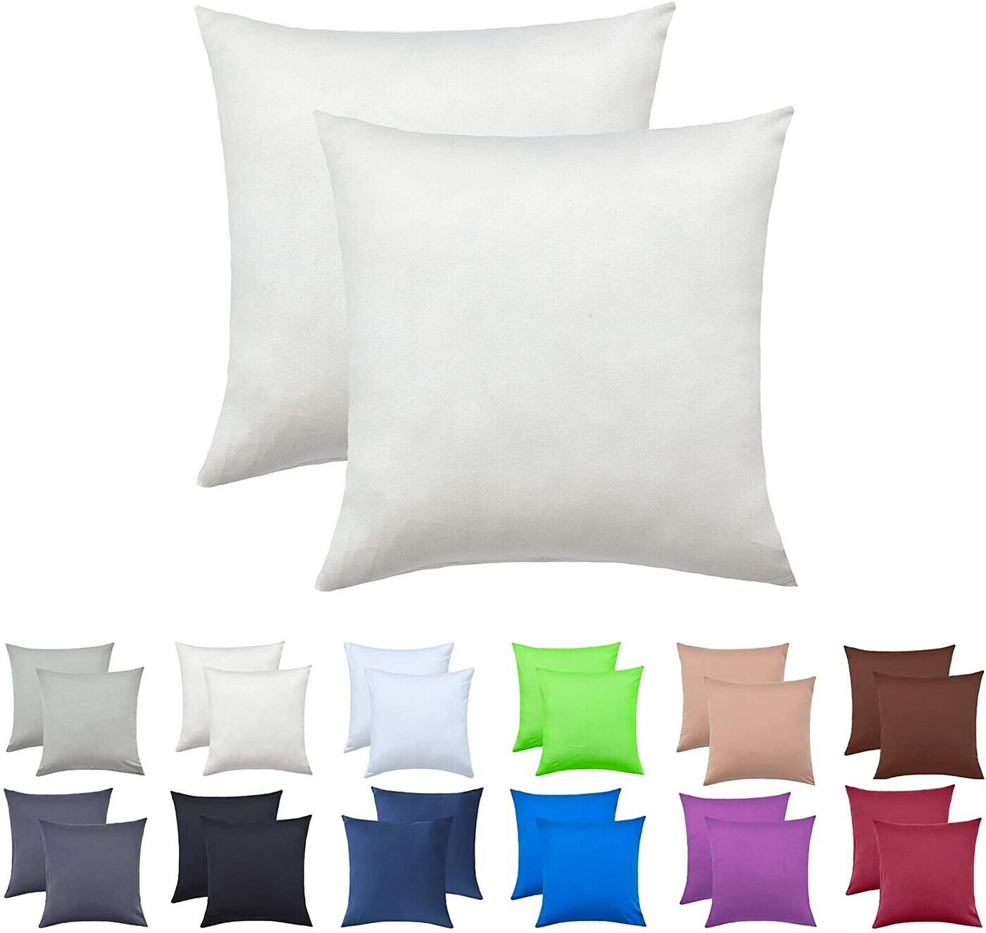 NatureMark 2er Jersey Kissenbezüge 40x40 cm / 80x80 cm weiß ab 6,95