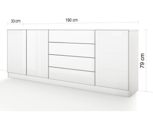 Borchardt-Möbel Vaasa 190x79cm weiß matt/schwarz hochglanz ab 280,49 € |  Preisvergleich bei
