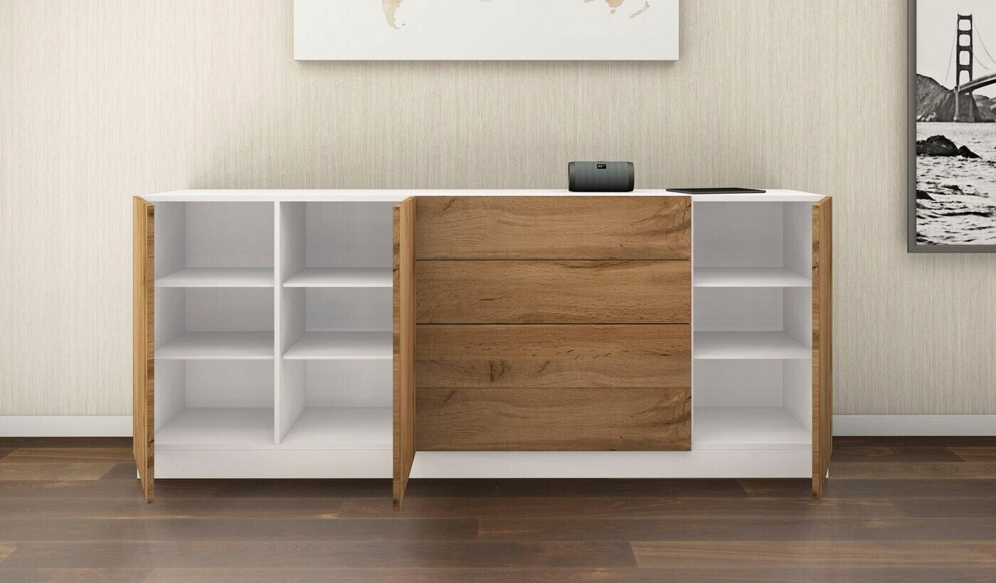 Borchardt-Möbel Vaasa 190x79cm weiß matt/eiche wotan ab 237,99 € |  Preisvergleich bei