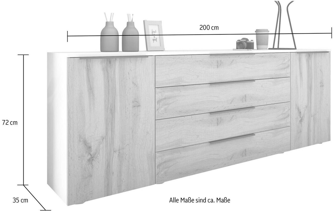 Borchardt-Möbel Tom 200x72cm hochglanz-weiß ab 264,78 € | Preisvergleich  bei