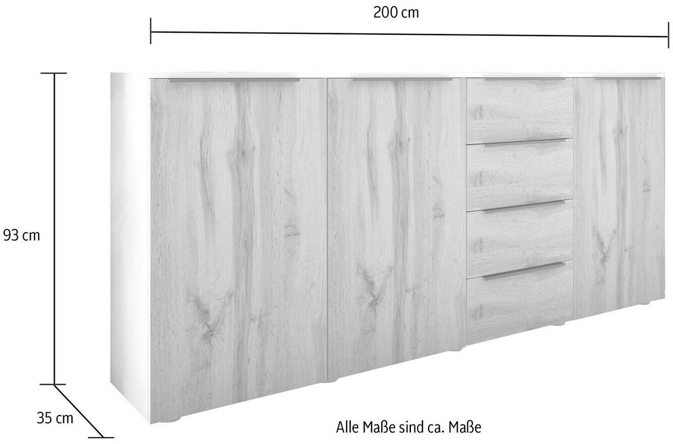 200x93cm hochglanz-weiß Borchardt-Möbel | Preisvergleich Tom € bei 379,99 ab