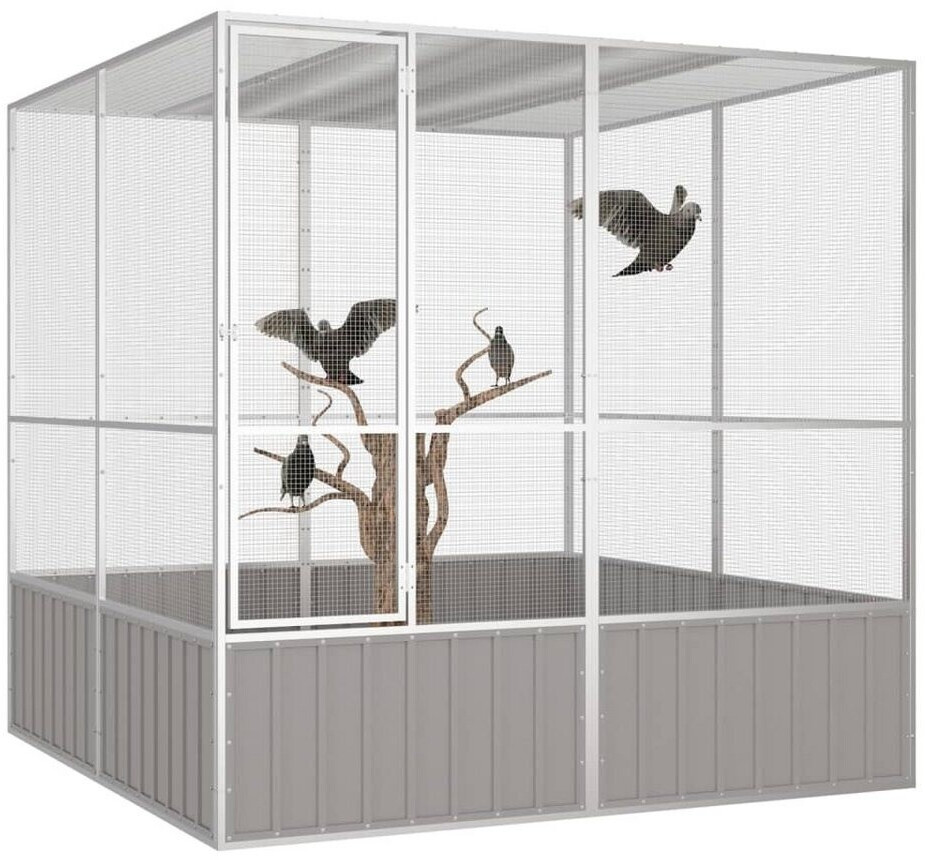 vidaXL Cage à oiseaux acier galvanisé 213,5 x 217,5 x 211,5 cm gris (171552)