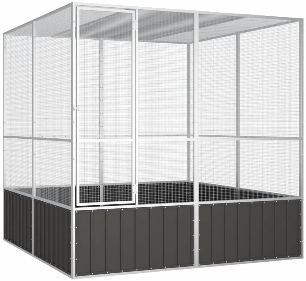 vidaXL Cage à oiseaux acier galvanisé 213,5 x 217,5 x 211,5 cm anthracite (171549)