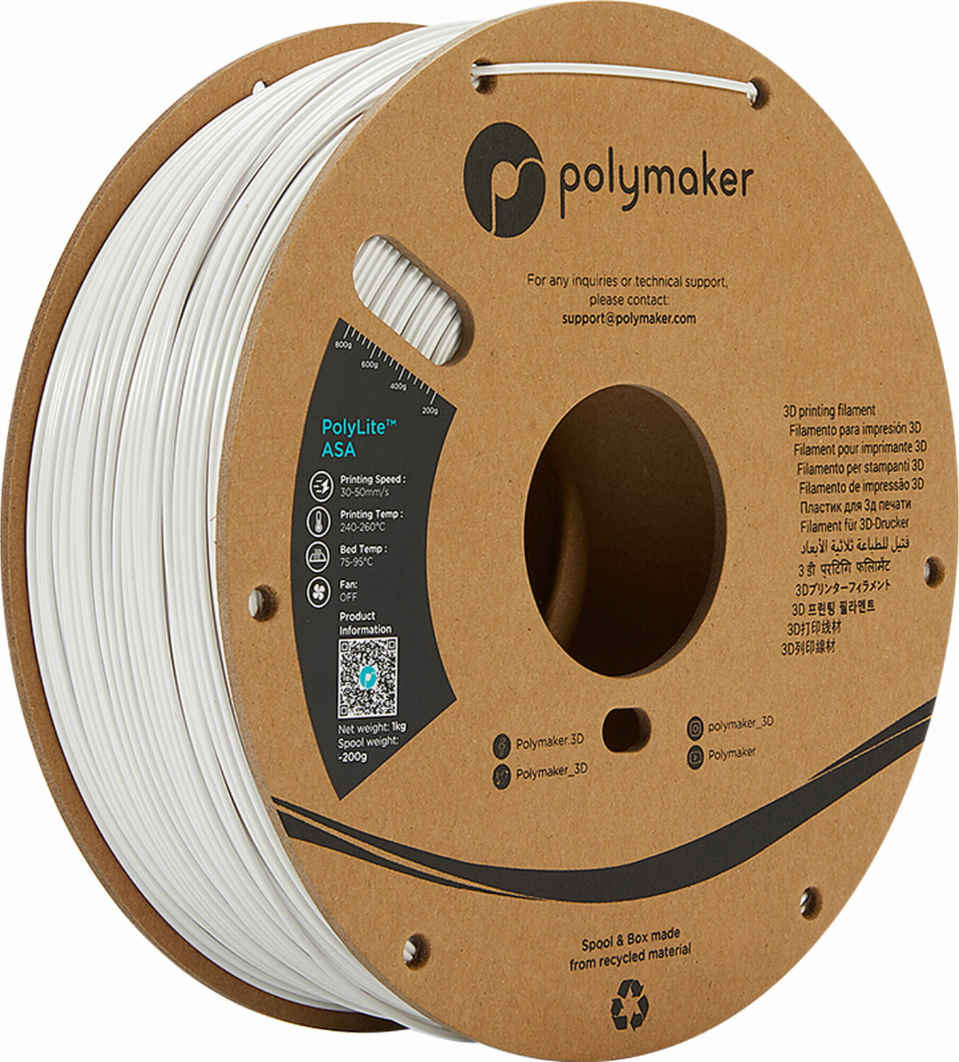 Polymaker PolyLite ASA White - 1,75 mm / 1000 g