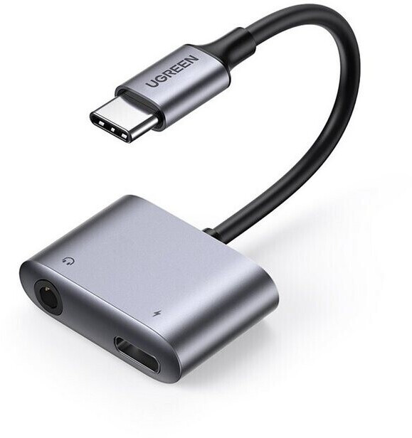 Ugreen USB-C zu 3.5mm Audio + USB-C Buchse Adapter - Grau