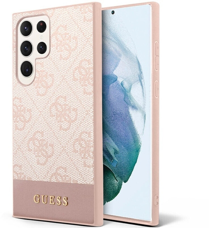 Guess Case 4G Stripe Collection for Samsung Galaxy S23 Ultra Rosa