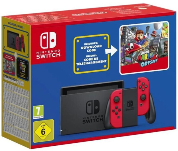Nintendo Switch rot Mario Day Bundle + Super Mario Odyssey