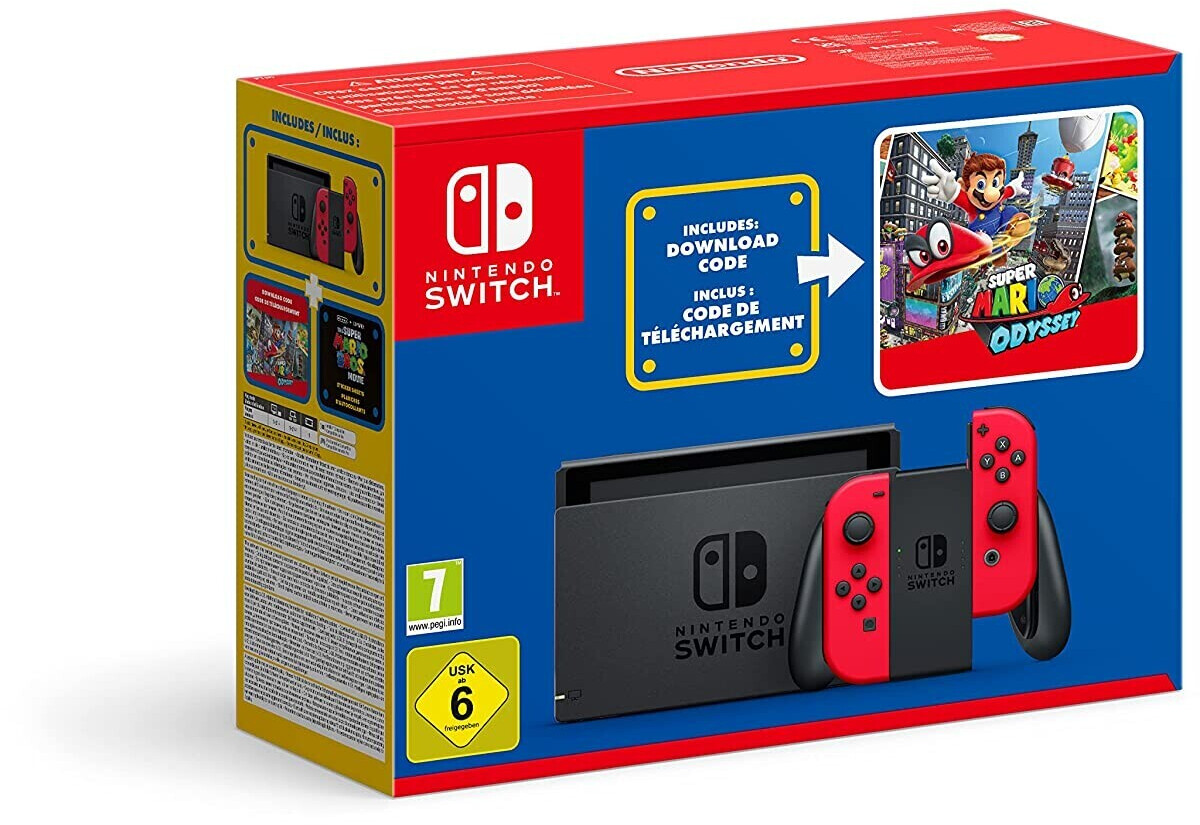 Nintendo Pack Switch Mario Day + Joy-Con rouge + Super Mario Odyssey