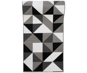 TAPISO Teppichläufer 80x340 Cm – Rutschfeste Gummiunterseite, Kurzflor In Schwarz/Blau, Für Flur & Wohnzimmer