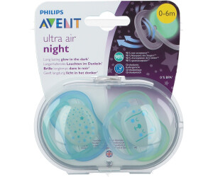 Suce de nuit ultra-aérée Philips Avent, 0 à 6 mois, couleurs variées,  emballage de 2, SCF376/10 2 unités Suce Ultra Aérée 