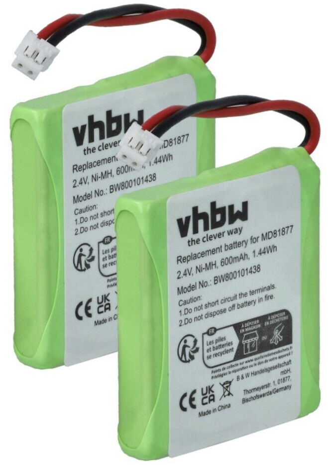 Batteria Vhbw 700mAh 2.4V Per Siemens Gigaset A24 | Sostituisce V30145-K1310-X359
