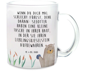 Mr. & Mrs. Panda Teacup otter with stone otter sea otter lake otter, plants, sea otter, otter cup with handle