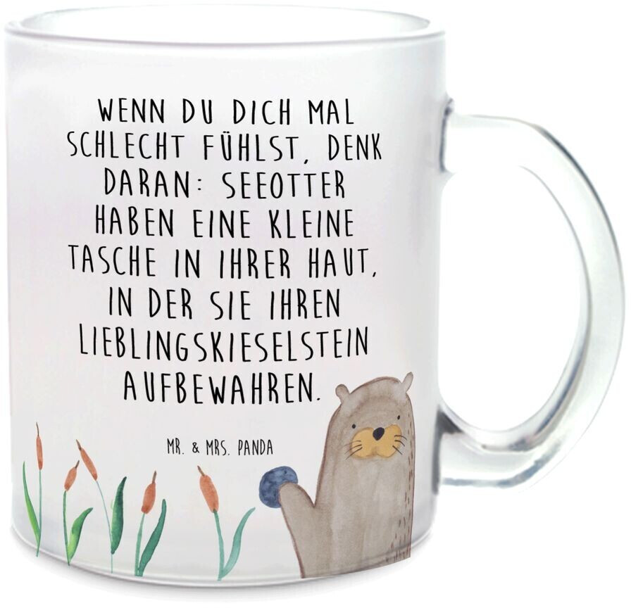 Mr. Mr. & Mrs. Panda Teacup otter with stone otter sea otter lake otter, plants, sea otter, otter cup with handle - Product image 1 of 4